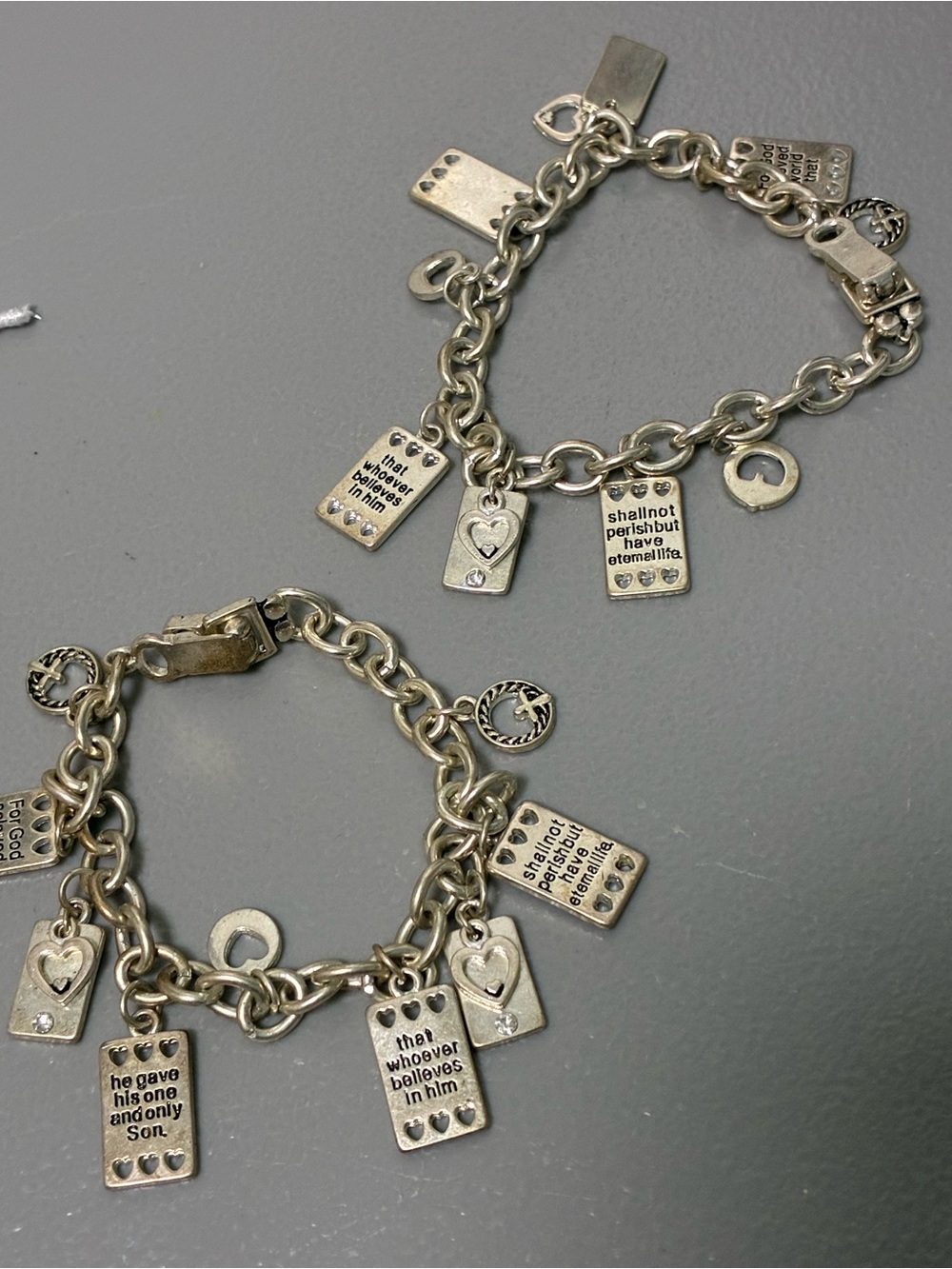 Silver Tone Charm Bracelet with Inspirational Tags - Women's Jewelry